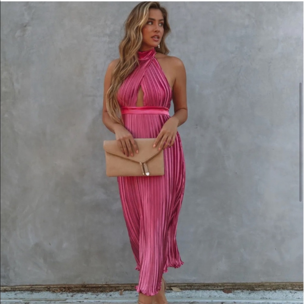 NWT VICI Kollins Pleated Halter Midi Dress XS